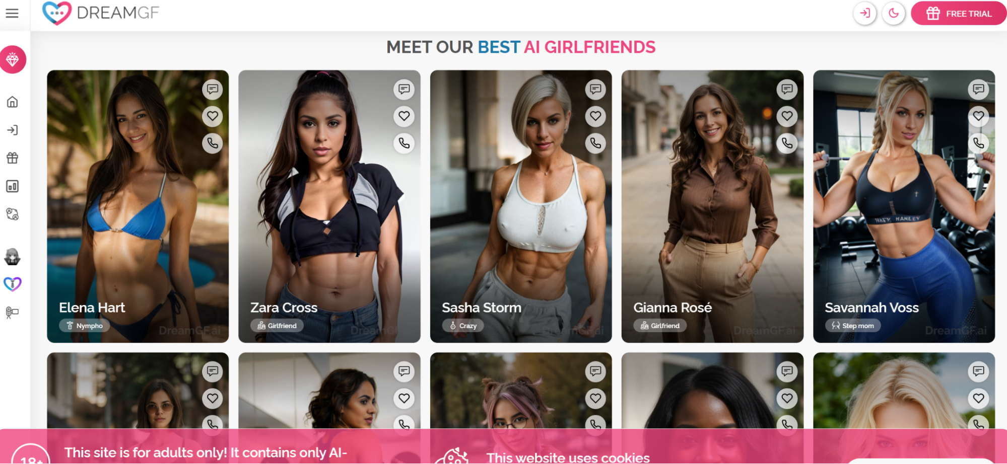 DreamGF betrügerische Benutzeroberfläche